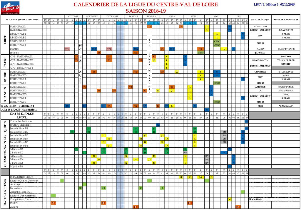 LBCVL Calendrier Sportif 2018 2019 V3 du 07 10 2018