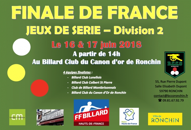 FFB 2018 Finale de France JDS D2 des 16 au 17 06 Ronchin Affiche