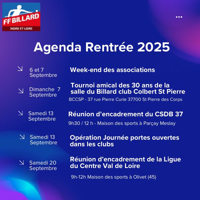 agenda rentrée 2025