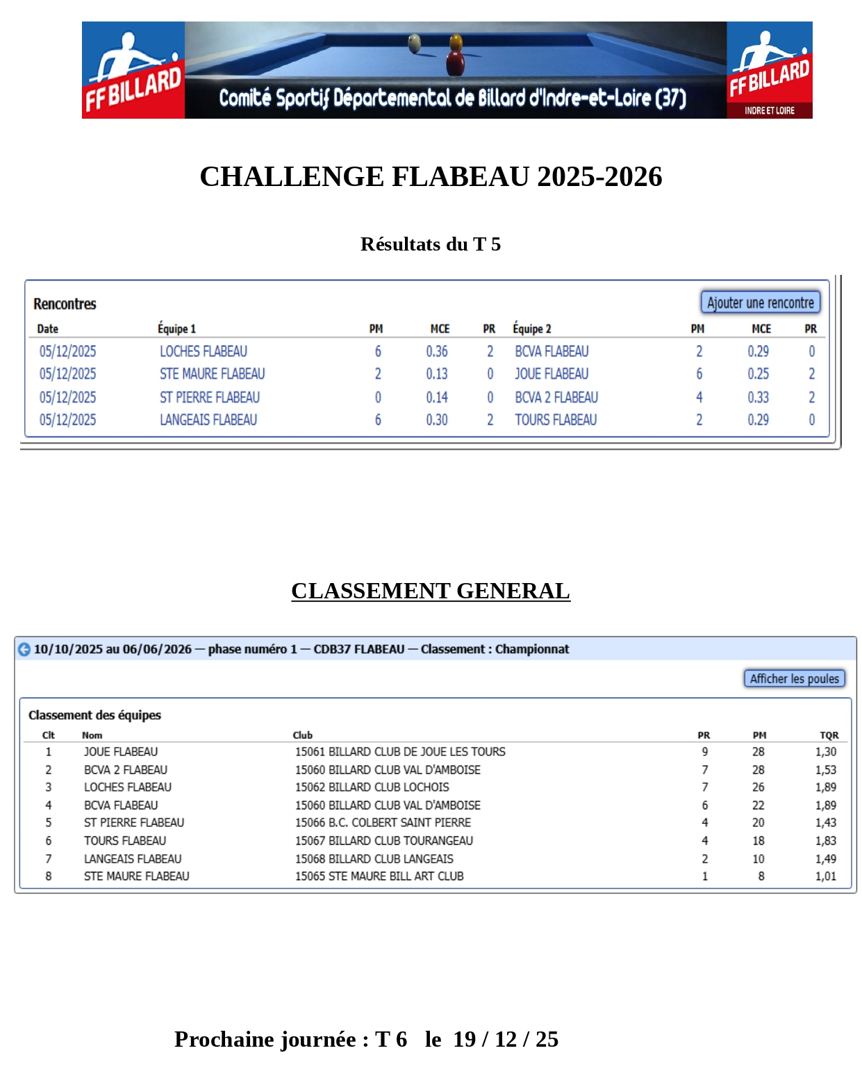 CSDB37 2025 2026 Flabeau résultat T5