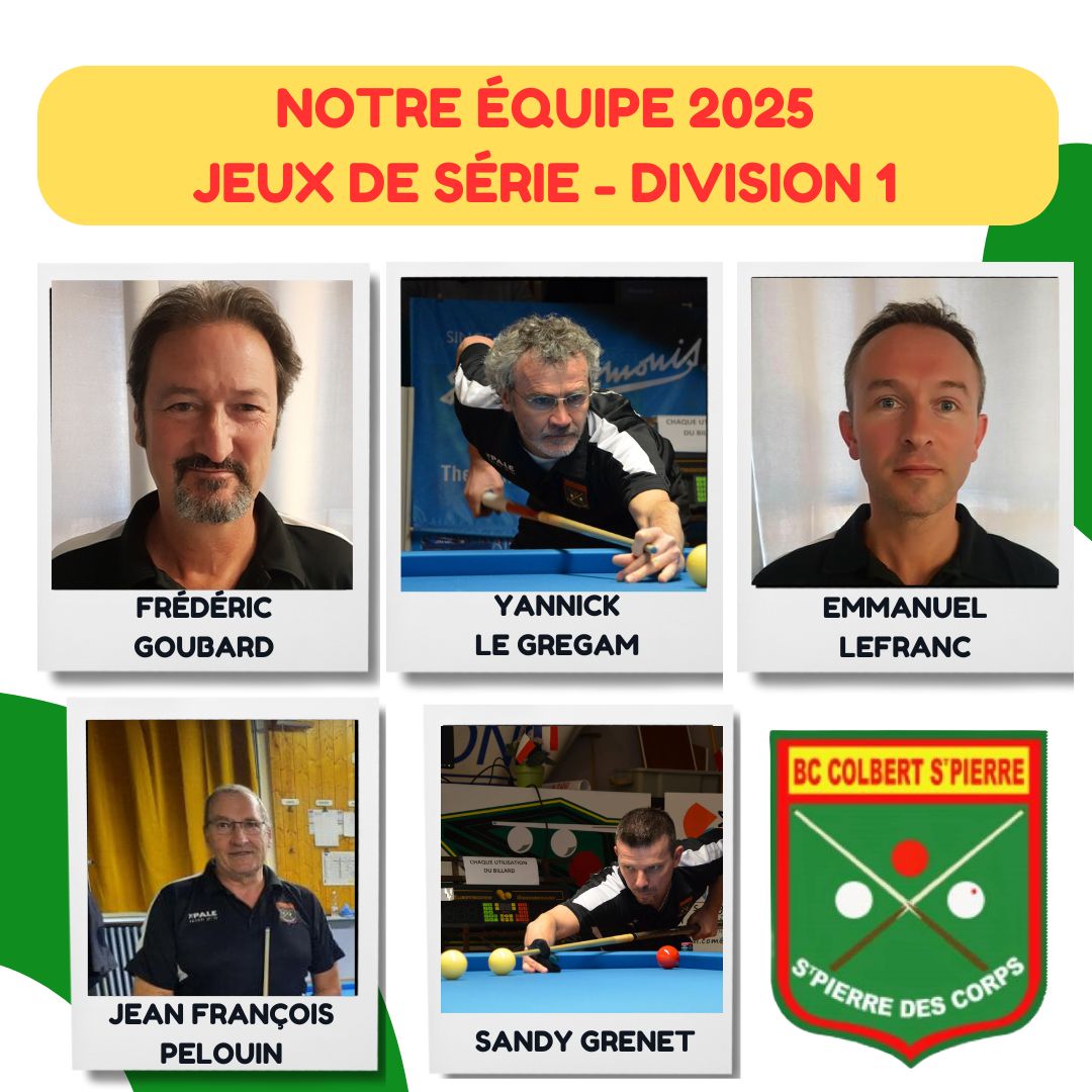 équipe Division 1 BC Colbert St Pierre des Corps