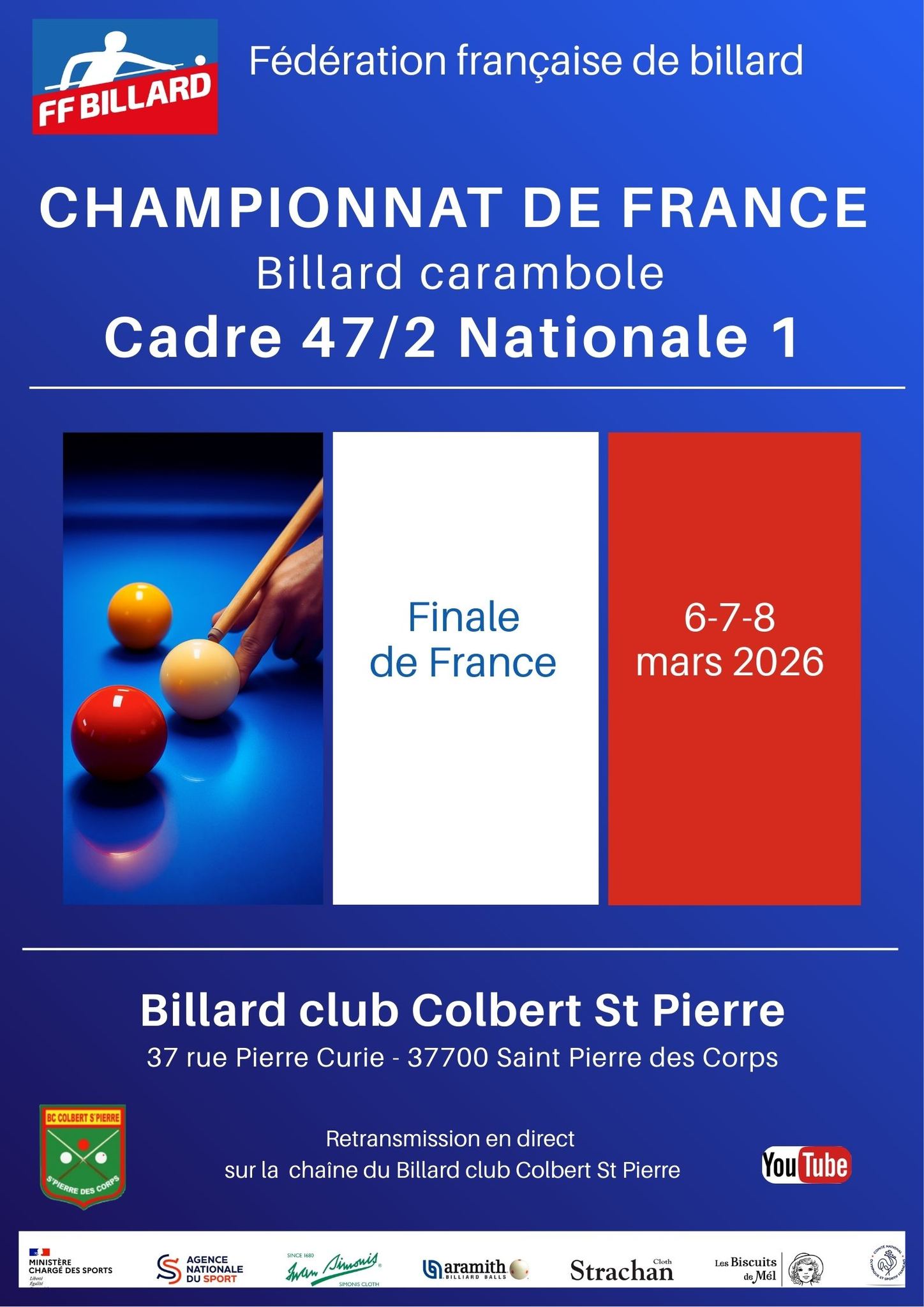 FFB 2025 2026 Finale de France Cadre N1 du 6 au 8 03 2026 affiche