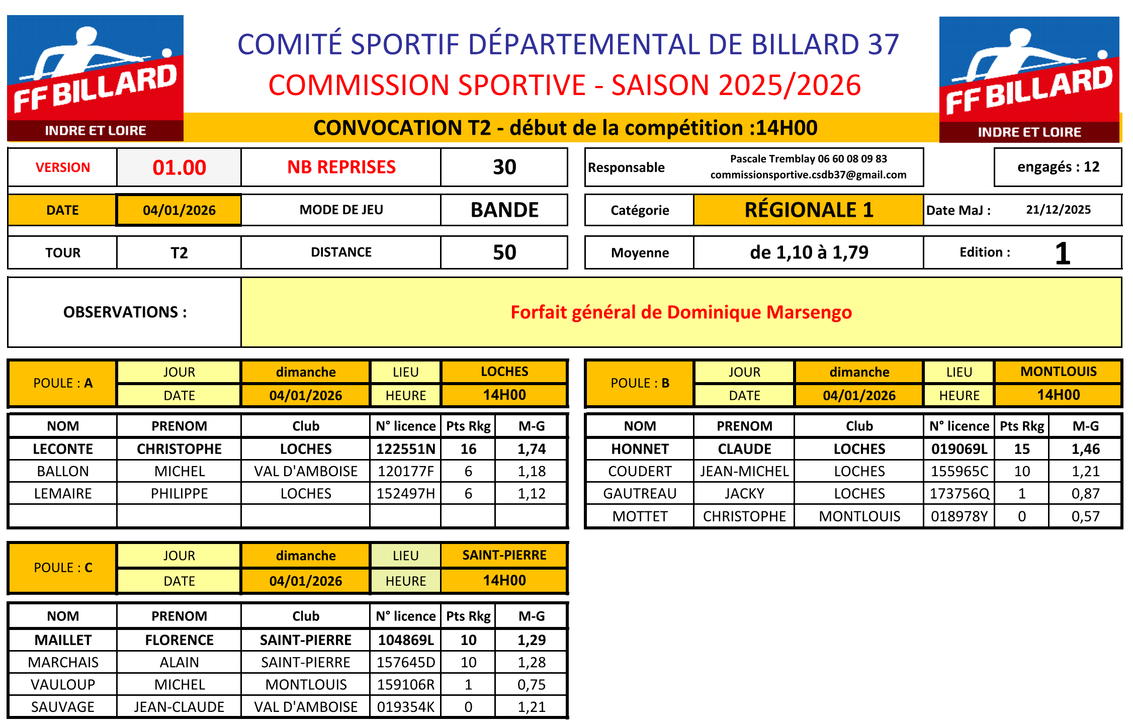 CSDB37 2025 2026 convocation Bande R1 T2 V1