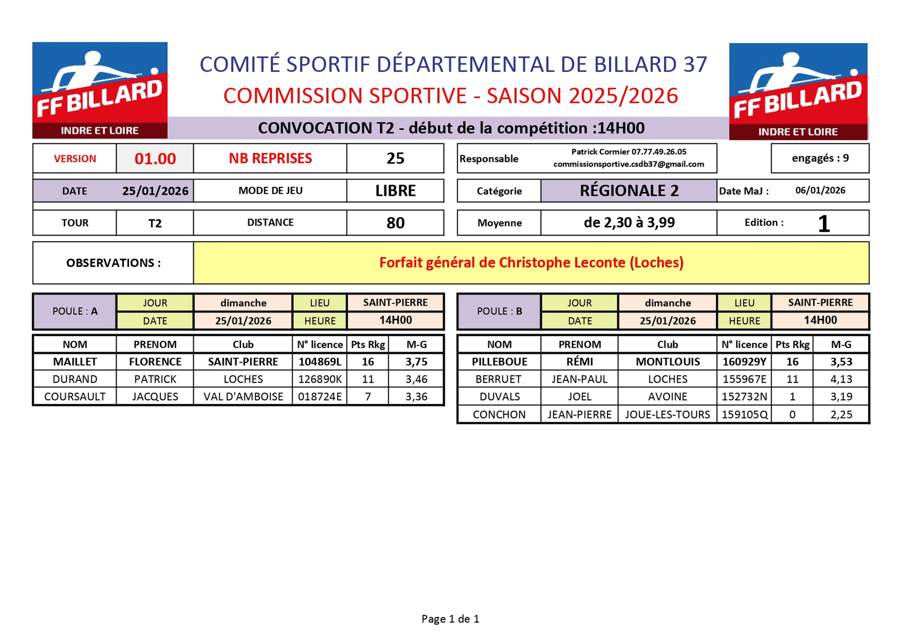 CSDB37 2025 2026 Libre R2 T2 convocation