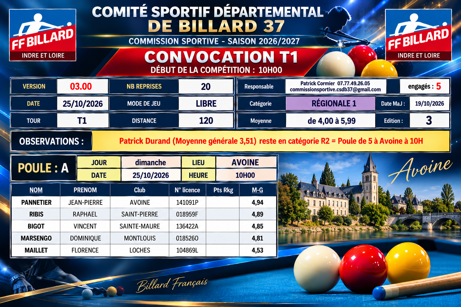 CSDB37 Libre R1 convocation T1 du 25 10 2026 V3 du 20 10 IA