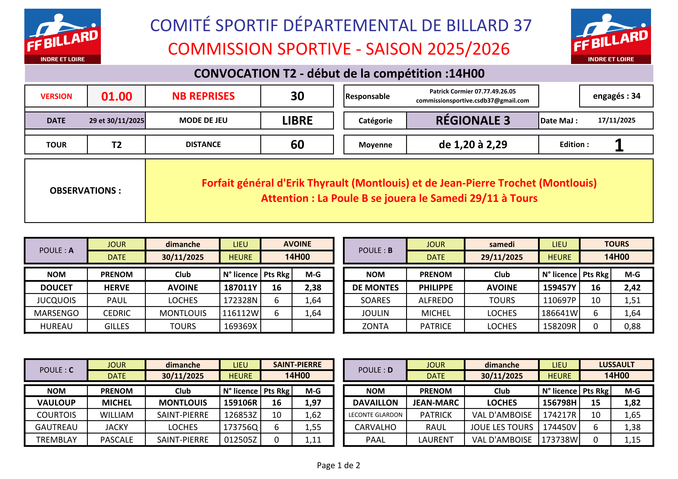 CSDB37 2025 2026 Libre R3 convocation T2 des 29 et 30 11 Page 1