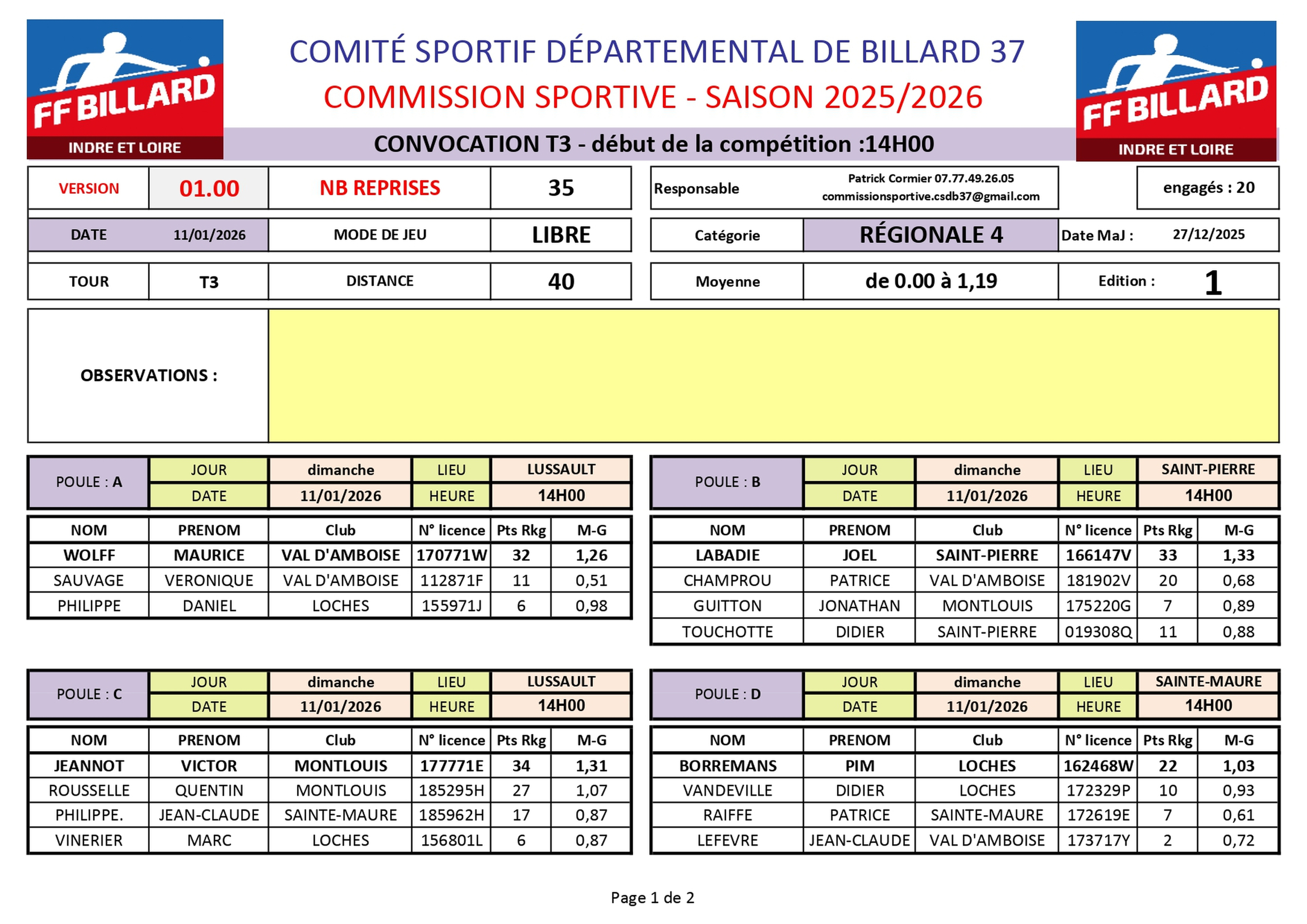CSDB37 2025 2026 Libre R4 T3 convocation page 1