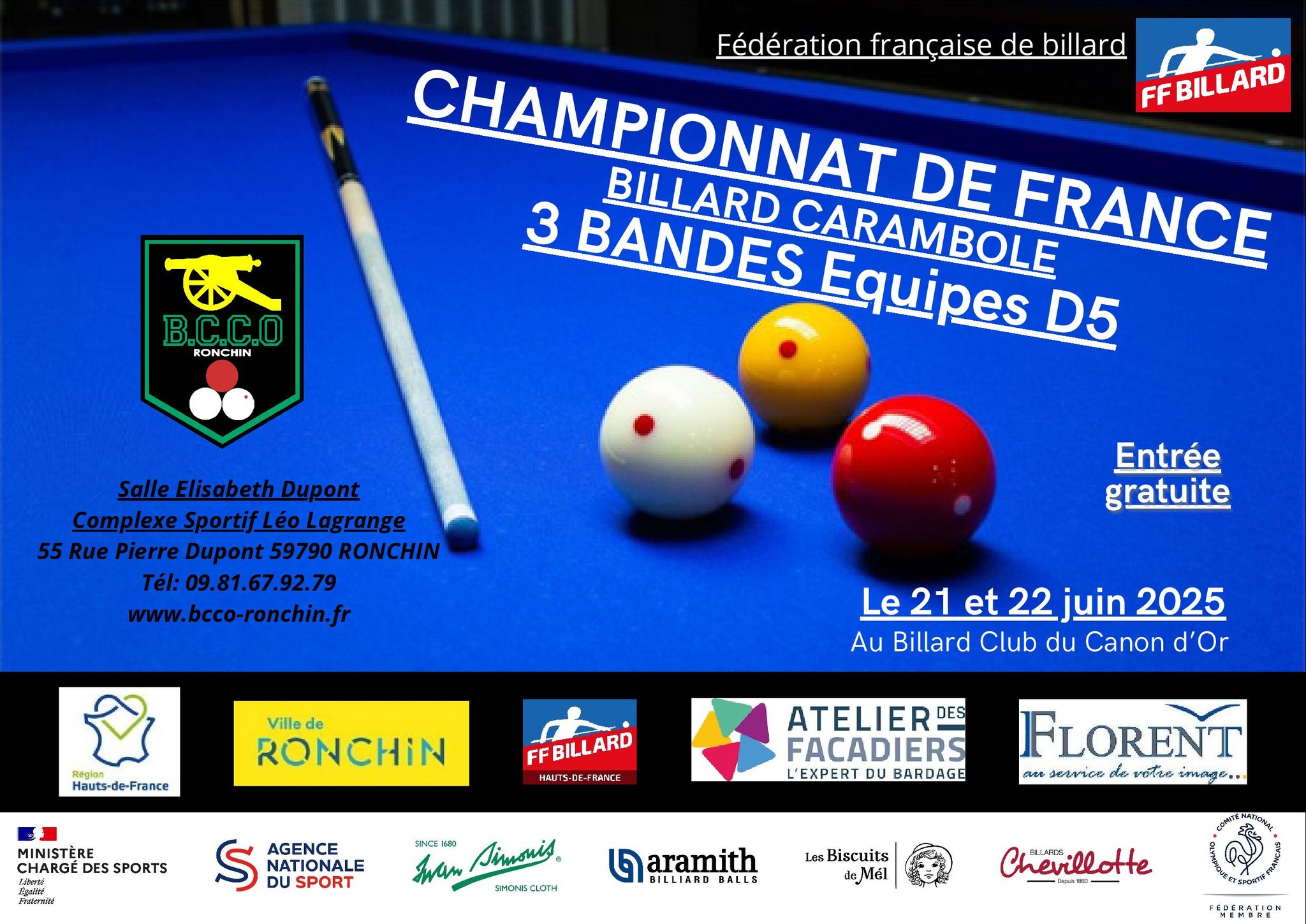 FFB 3 bandes D5 finale de France 2025 affiche