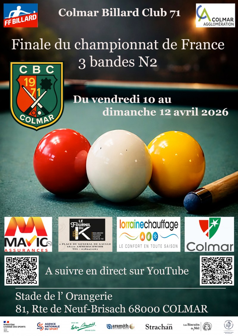 FFB 2025 2026 Finale france 3 Bandes N2 affiche