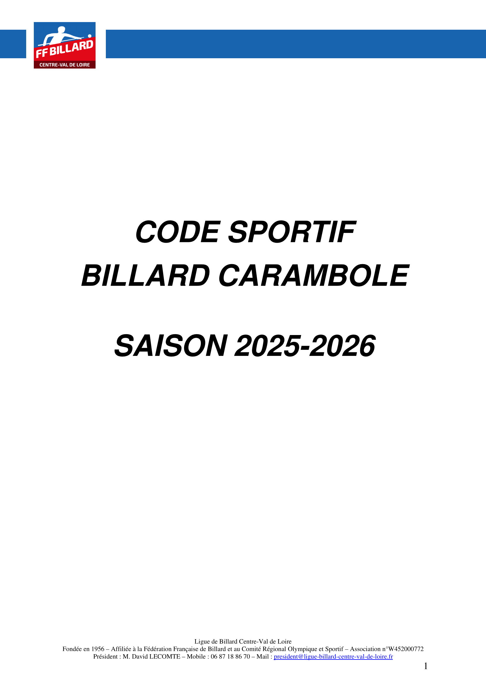LBCVL Code sportif Carambole 2025 2026 Page 1
